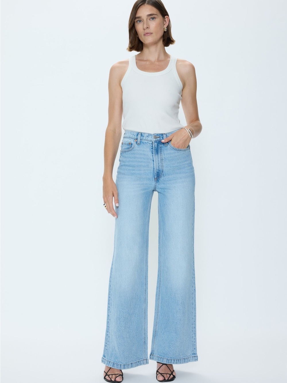 pistola NWT Lana High Rise Wide‎ Leg Jean in Perspective 28